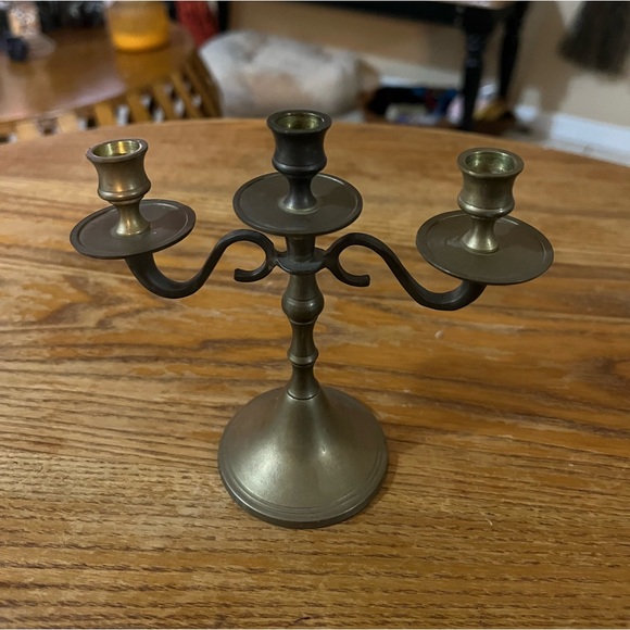 Rare MINATURE Brass Candelabra Candlestick - 5” tall - 3 Arm Candlestick - Picture 2 of 6